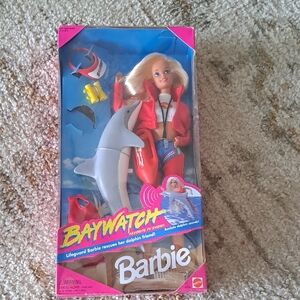Barbie Baywatch Lifeguard Doll with Dolphin - Blonde, Red and Blue Outfit
